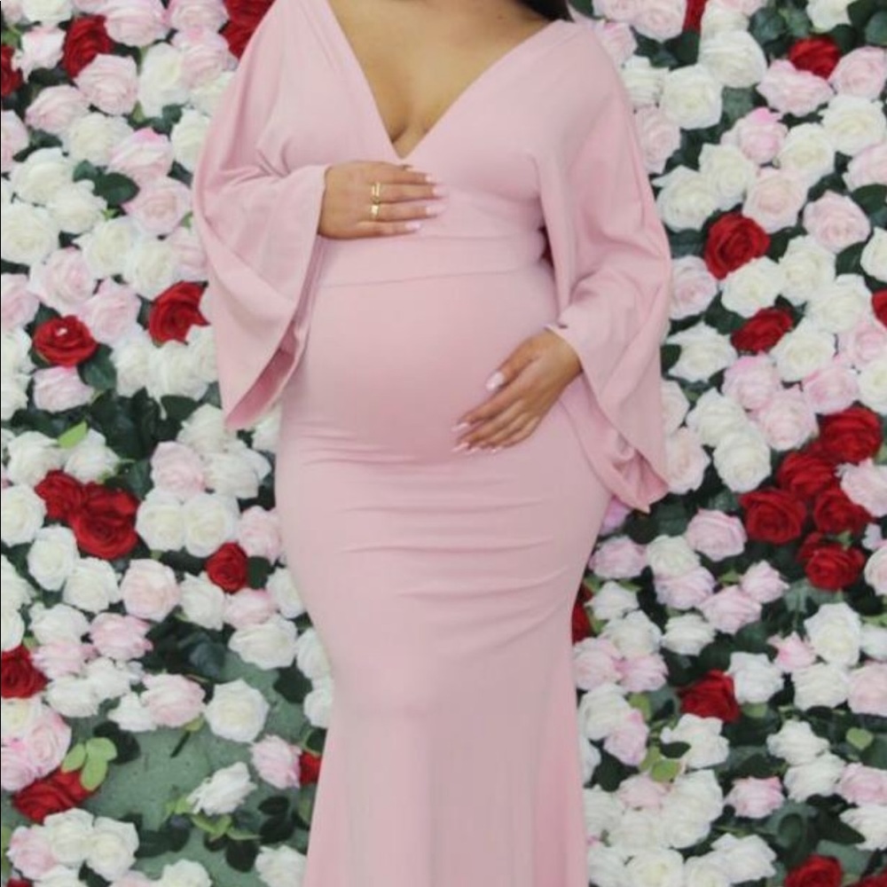 Blush pink maternity dress